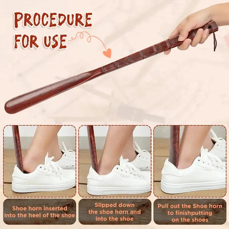 Shoe horn by Simples Market, solid beech wood with long handle, non-slip for seniors.