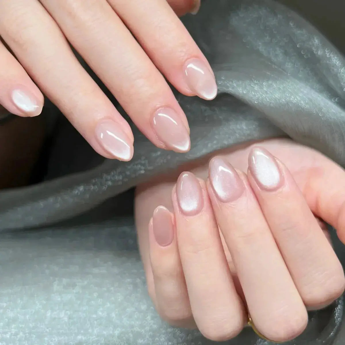 AuraNails 24Pcs Short Oval Blush Pink Press On Nails Full Coverage Acrylic Tips With Glue Included