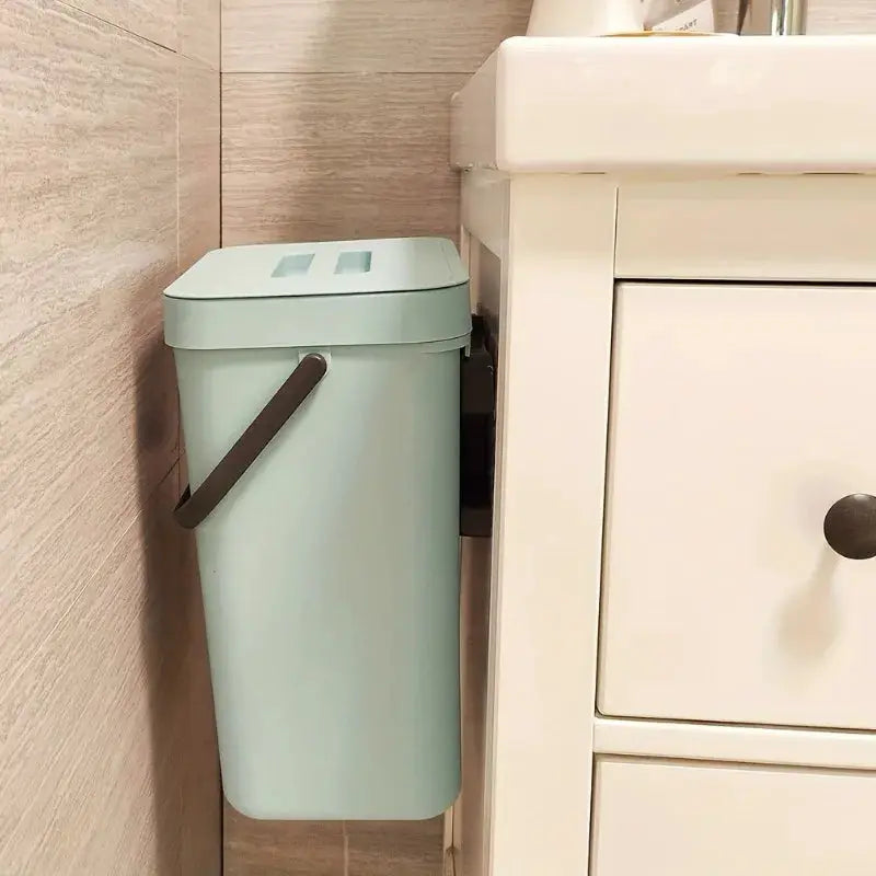 Space-Saving Quiet-Close Trash Can, 3/5L, pastel mint by Simples Market.