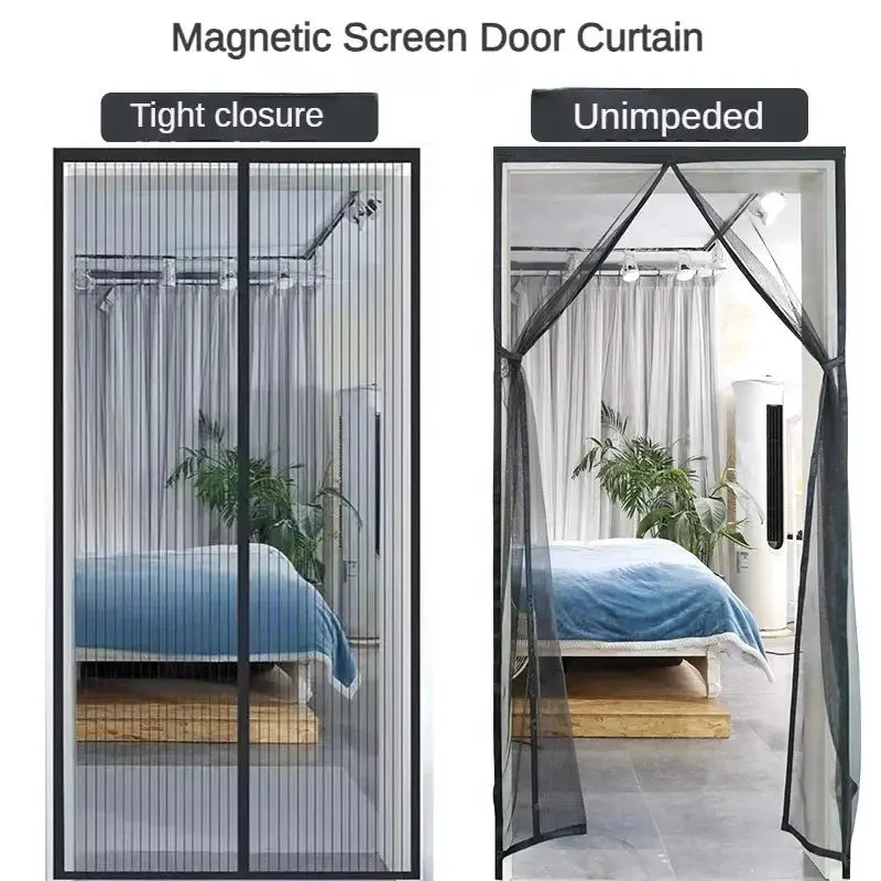 Automatic Magnetic Screen Door Curtain Mosquito Net For Window And Door Breathable Polyester Fiber Fly Screen With Ventilation
