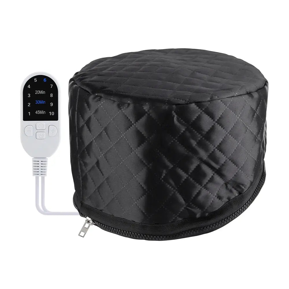 Simples Market 10-level electric hair heating cap, black quilted waterproof spa steamer with remote