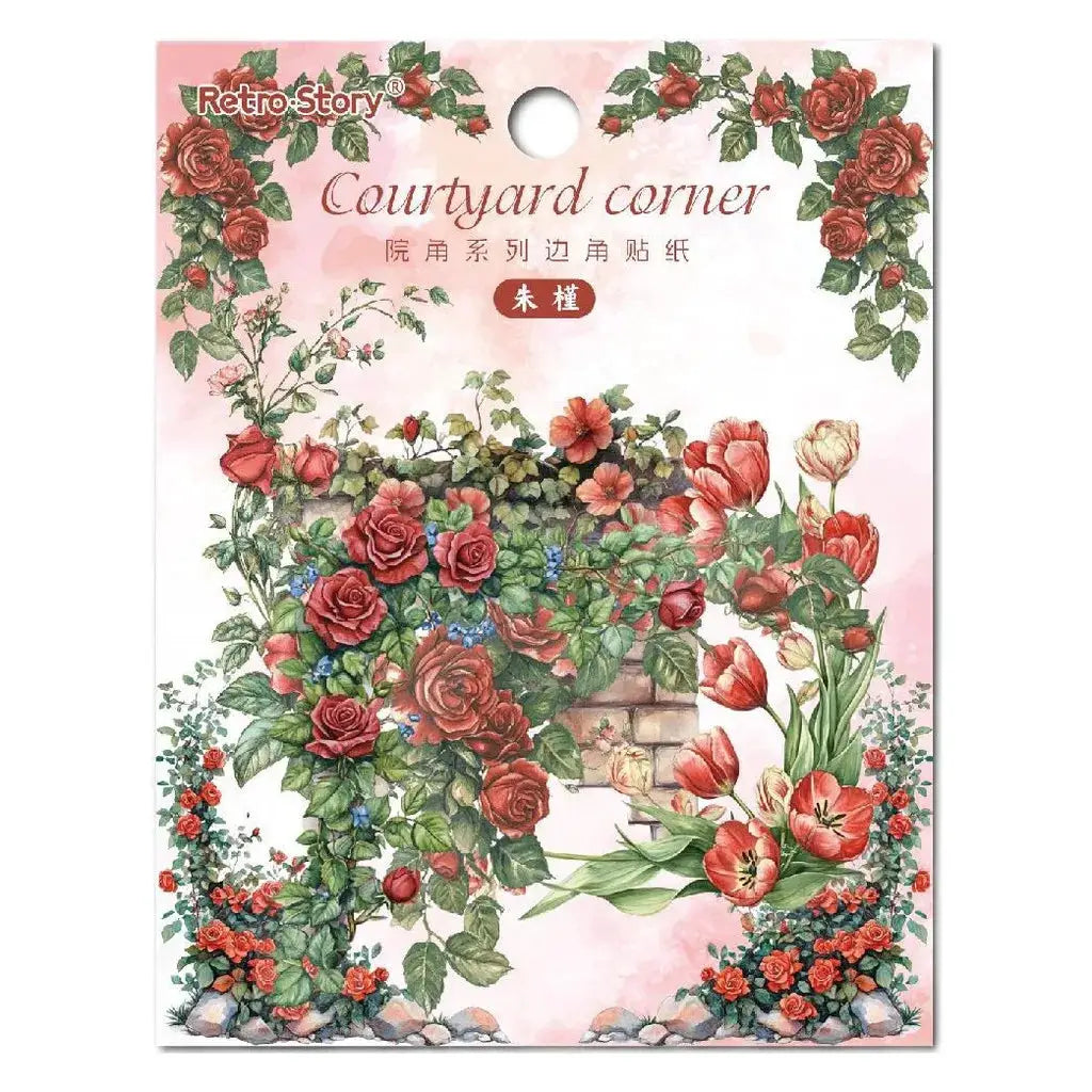 30 Pcs Flowers Corner Stickers PET Sticker Set DIY Diary Decoration Scrapbooking Junk Journal