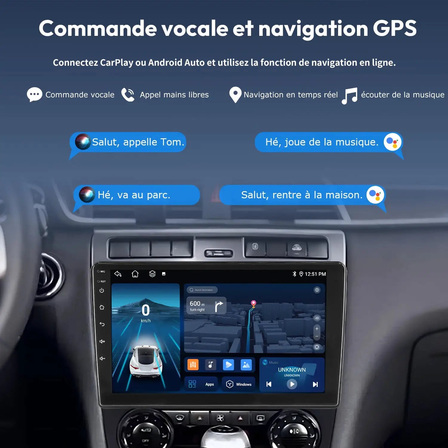 ESSGOO Android 15 Wireless CarPlay 2-DIN car stereo with glass touchscreen by Simples Market