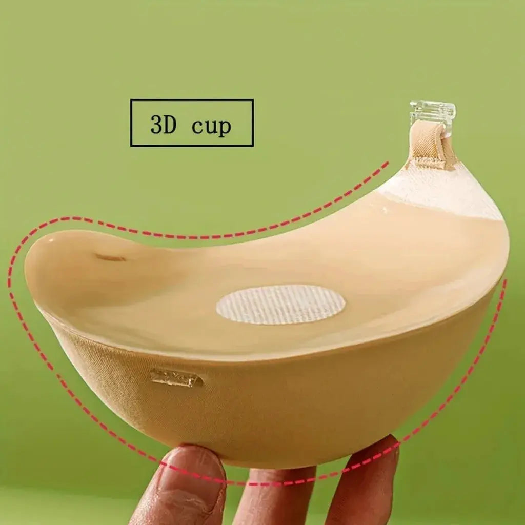 5cm thick adhesive padded strapless bra cup in nude silicone
