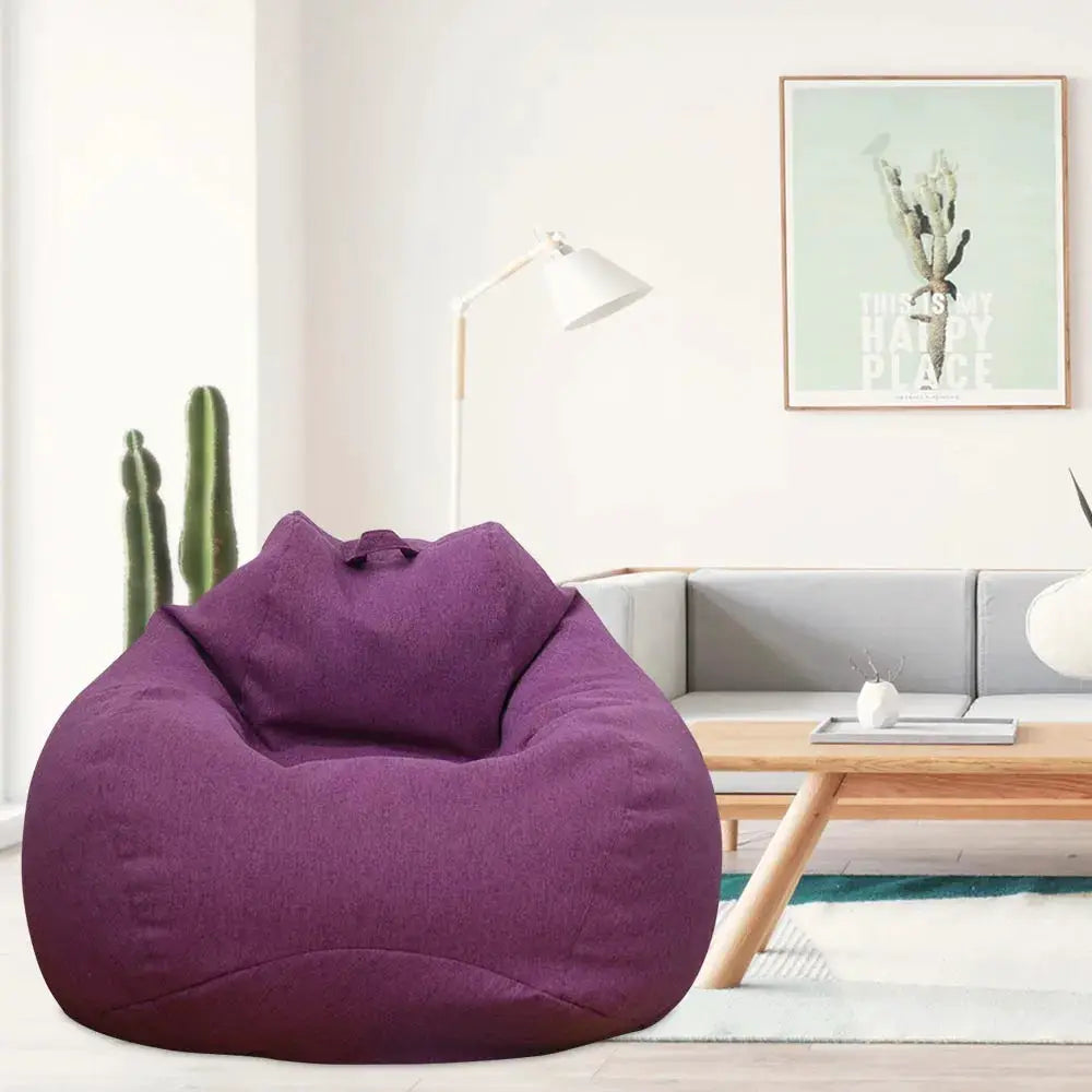 Large purple bean bag cover for adults, living room lounge seating