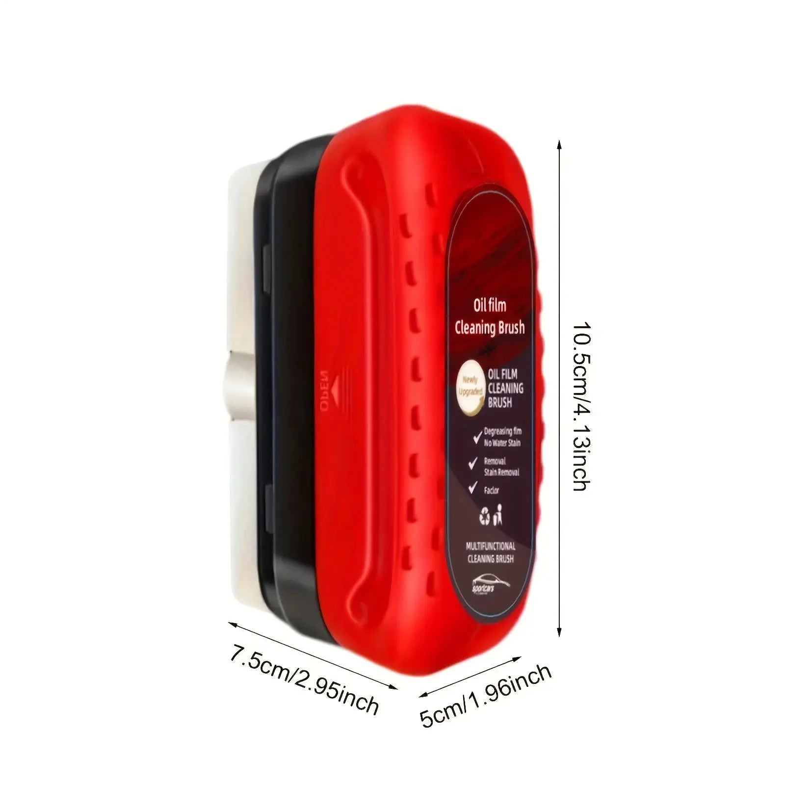 Simples Market car glass cleaning brush, red and black handheld sponge cleaner for oil film and water spots