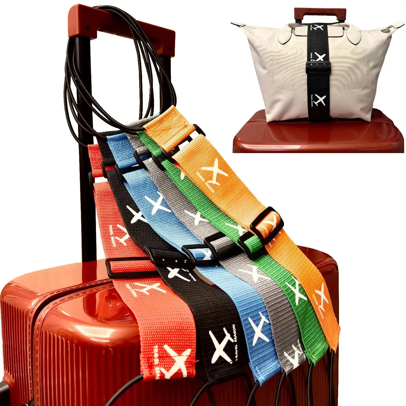 AirVoyage Aircraft Printed Nylon Luggage Strap Durable Travel Accessory With Vibrant Geometric Print For Easy ID