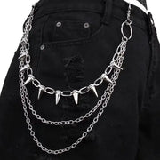 PunkPulse Layered Spike Rivet Metal Chain Belt Keychain For Unisex Biker Goth Style Jeans And Pants