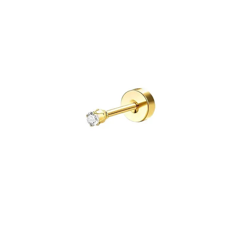 Bobisty 1pc Surgical Stainless Steel Earrings Dainty Flat Back Stud Hoop Cartilage For Sensitive Ears Women
