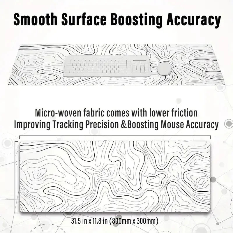 Large Extended Gaming Mouse Pad With Stitched Edges And Non Slip Rubber Base For Desk