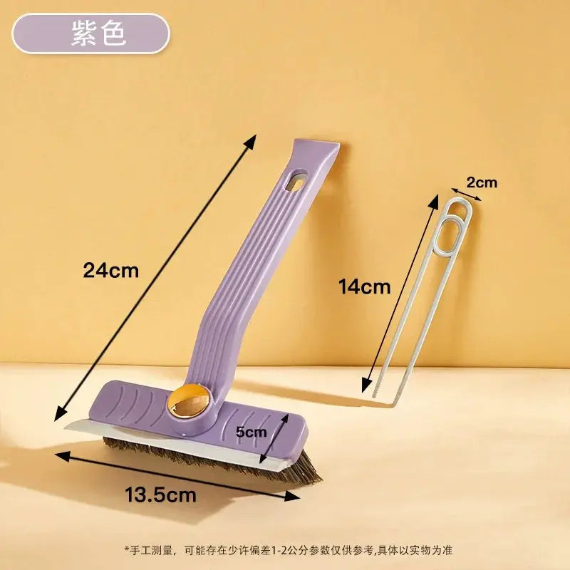 4-in-1 360° rotating scrub brush with clip scraper, purple, for bathroom and kitchen floors - Simples Market