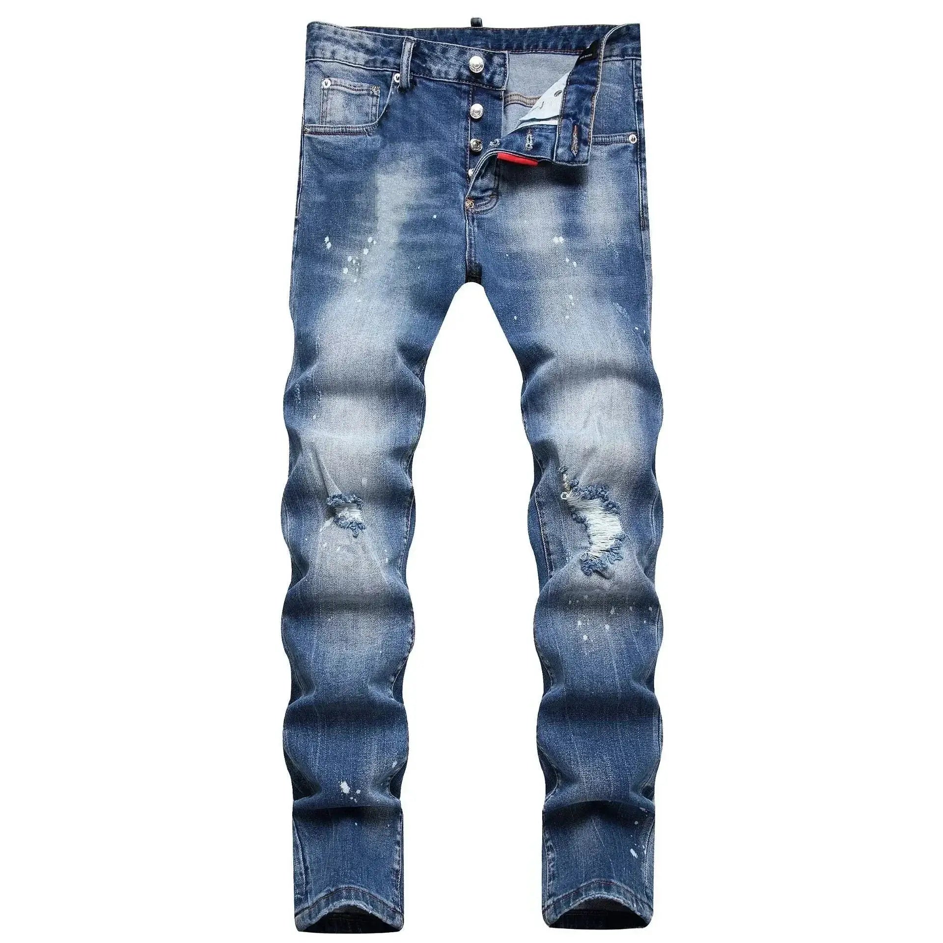 Men's ripped jeans by Simples Market, light-blue distressed denim, two pairs shown
