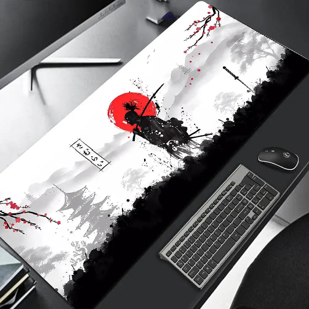 Samurai Warrior Mouse Pad Large Desk Mat For Gaming And Computer Accessories Keyboard And Laptop Black
