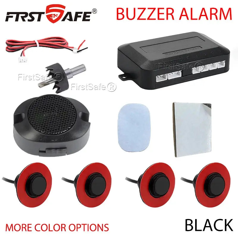 FIRSTSAFE 4-sensor 12V flat-probe parking sensor kit with buzzer and control module