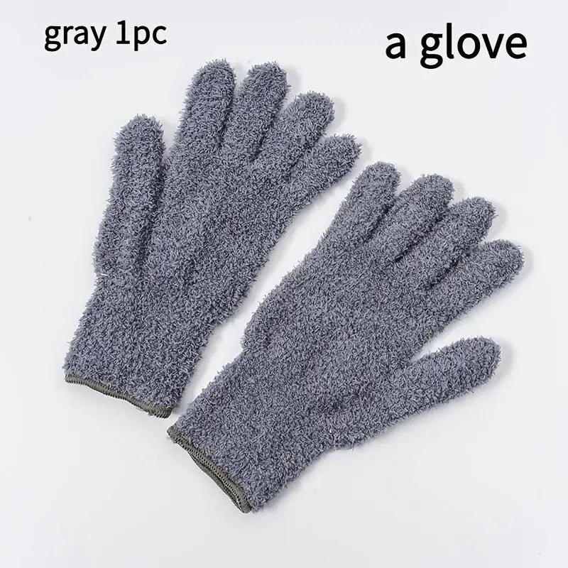 Pair of stretchable microfiber dusting gloves, gray, by Simples Market