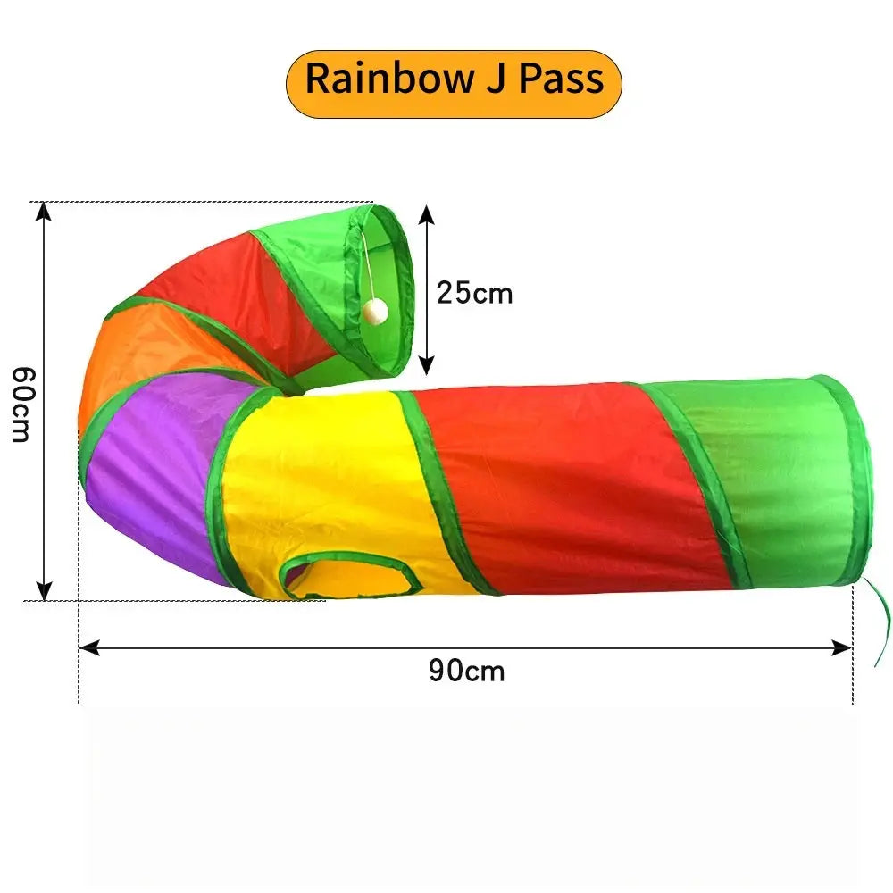 Simples Market rainbow cat tunnel, foldable breathable fabric, 90cm long for indoor play