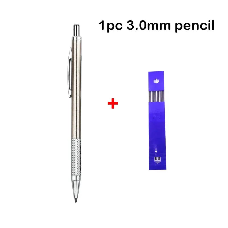 Simples Market full-metal mechanical pencil with knurled grip plus blue lead pack