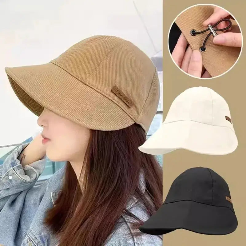 Women's Foldable Sunhat Fisherman Bucket Hat UV Protection Wide Brim Adjustable Cotton Polyester for Beach Outdoor