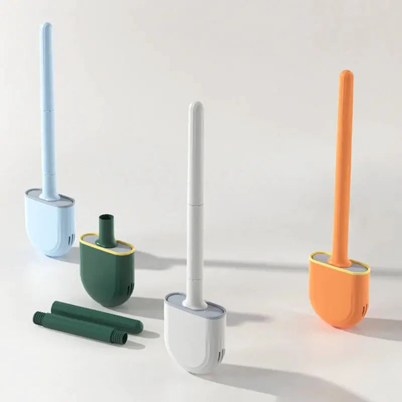 Wall Hanging Long Handle Toilet Brush With Silicone Cleaning Head Durable Easy To Clean For Bathroom Toilet Cleaning