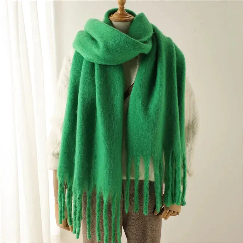 Luxurious Faux Cashmere Winter Scarf for Women Thick Soft Warm Wrap with Tassels
