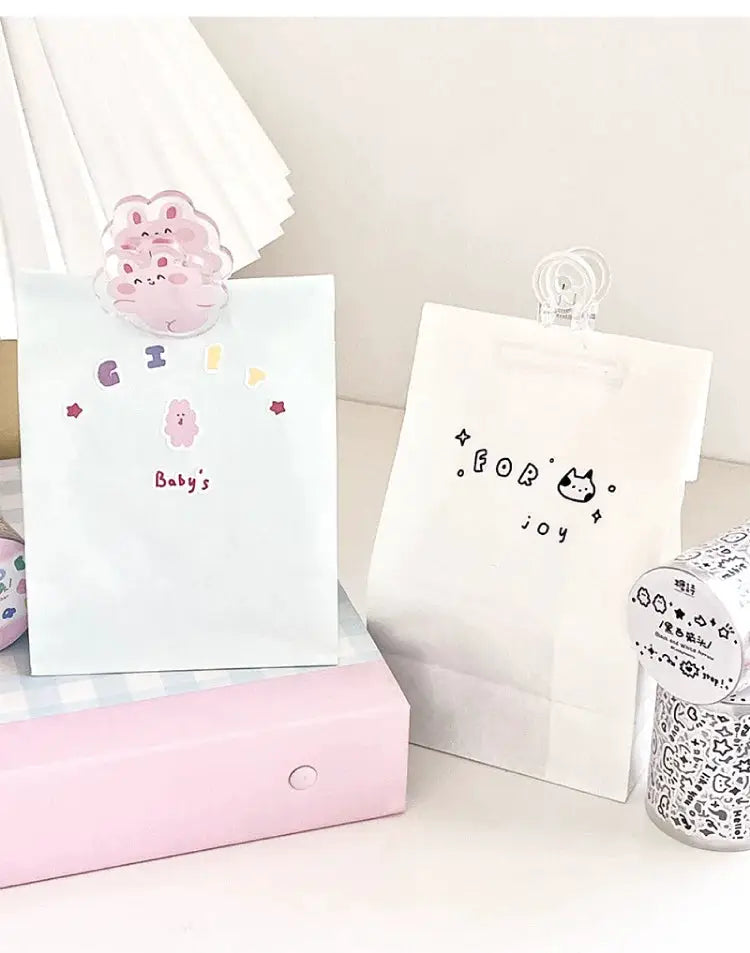 Mr.paper 200cm hand-drawn small pattern tape by Simples Market, displayed with pastel white gift bags