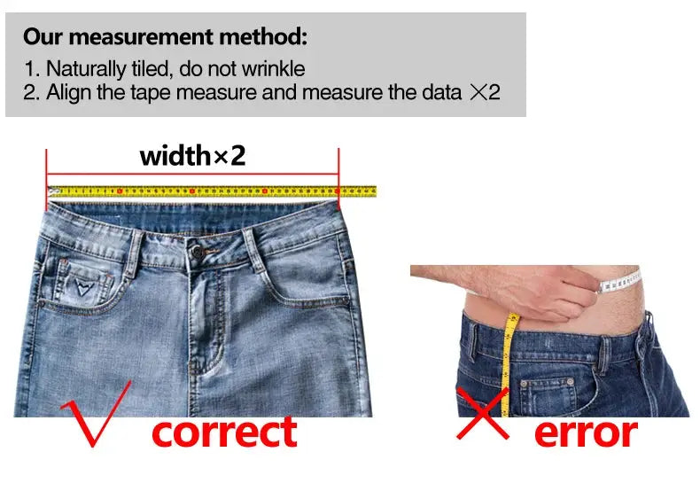 Men's blue elastic denim jeans, straight-fit cotton-stretch casual pants