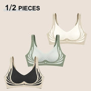 Push-up bras 3-pack by Simples Market with angel wings cutout design in beige, sage green, and black