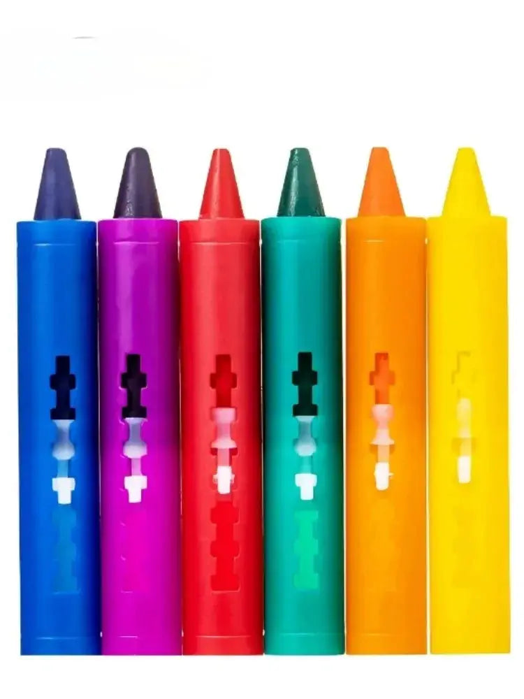 Washable Bath Crayons Set by Simples Market — six colorful bathtub markers in blue, purple, red, teal, orange, and yellow