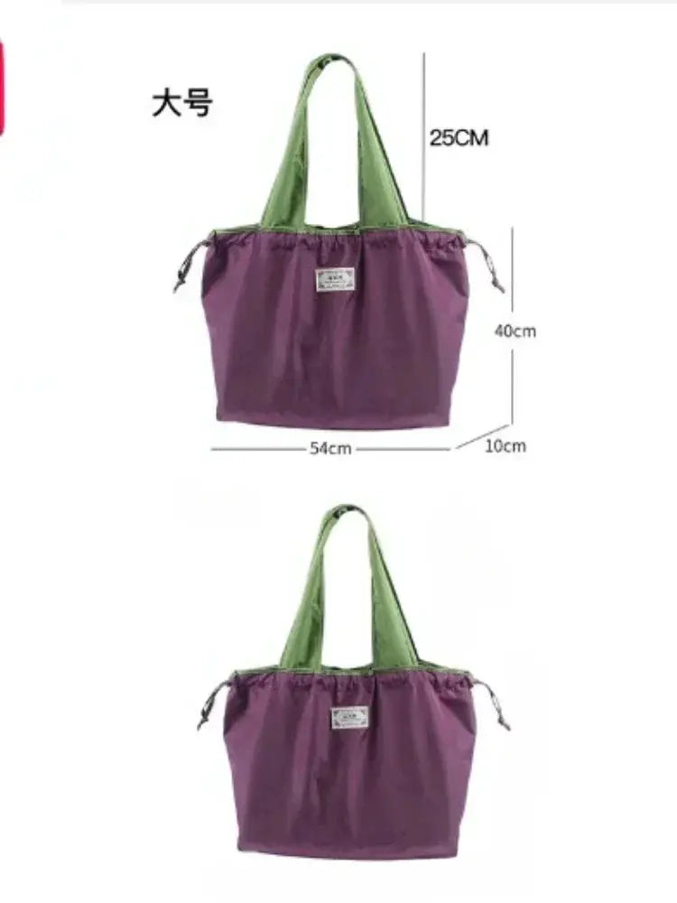 EverEco Foldable Eco Friendly Shoulder Bag Womens Reusable Grocery Tote Large Capacity Drawstring Closure