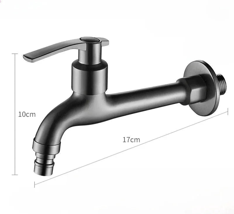 Simples Market wall-mounted washing machine faucet with lever handle in metallic finish, 17 cm reach.