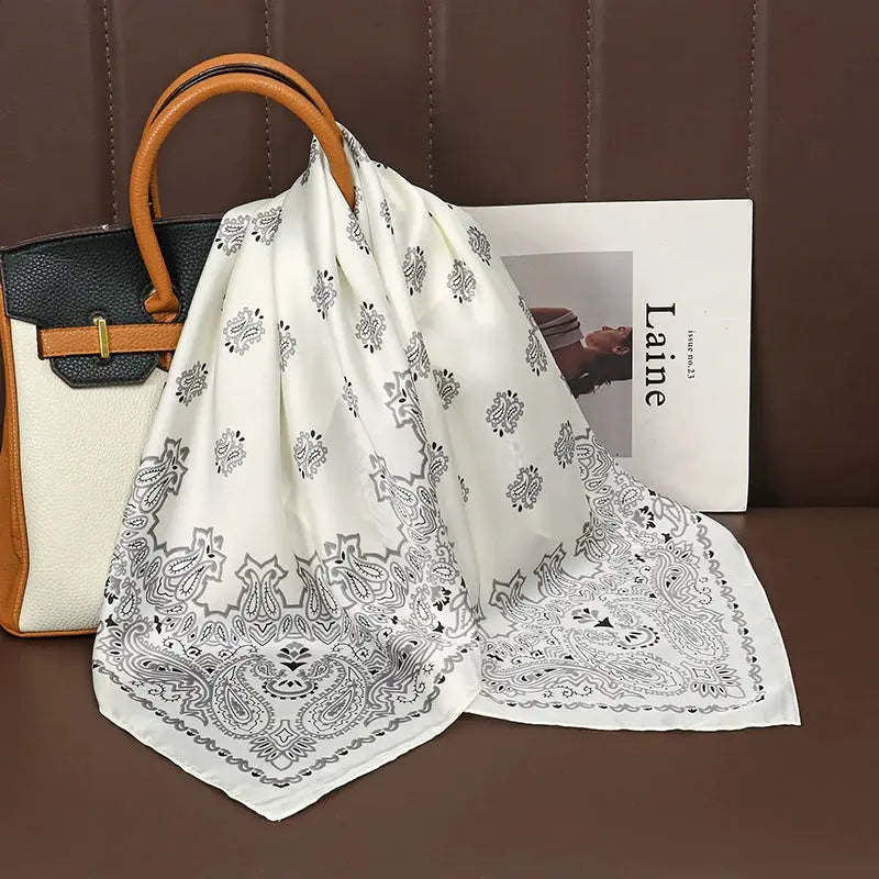 Luxe Silk Satin Square Scarf Silk Feel Finish Versatile Fashion Wrap For Shawl Hijab Neckerchief Hair Ribbon Headband