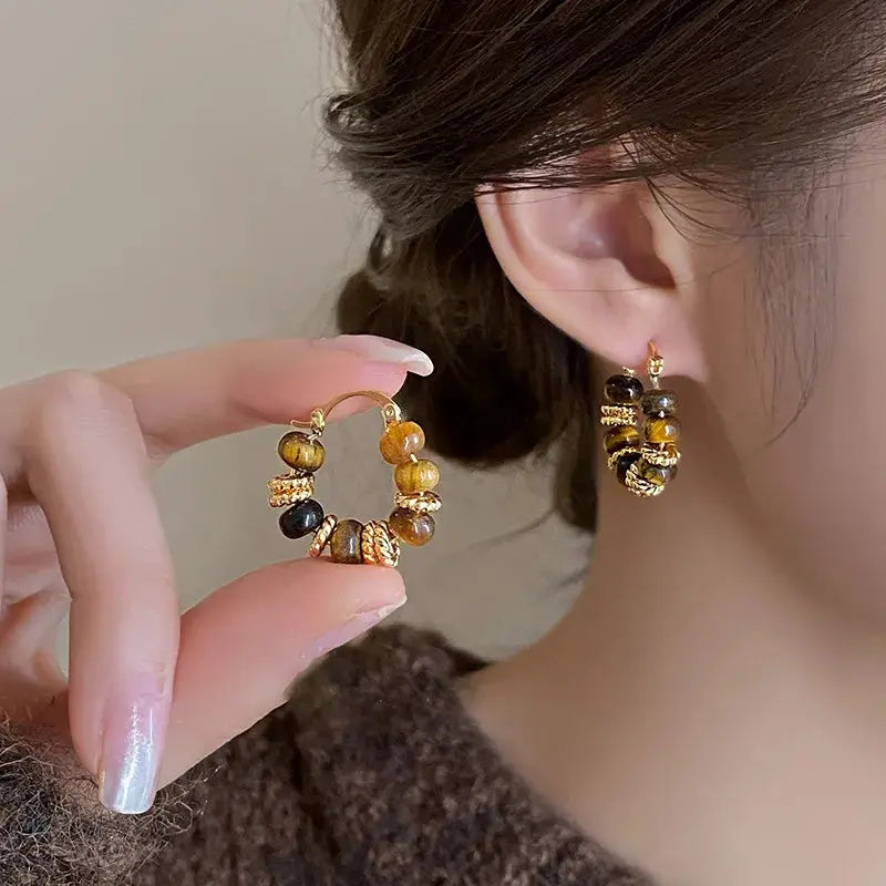 Vintage Dripping Oil U Shaped Hoop Earrings For Women Simple Temperament All Matching Jewelry 2024
