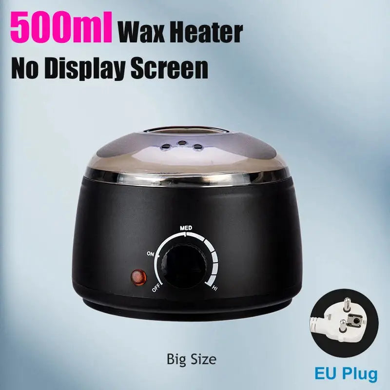 500ml wax heater for hair removal, black wax warmer with dial control and EU plug