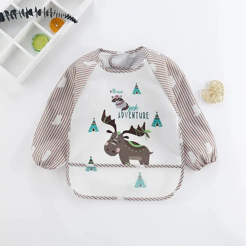 Waterproof EVA Full Sleeve Baby Bibs For Kids Long Sleeve Feeding Smock Apron Eating Breastplate Infant Clothing
