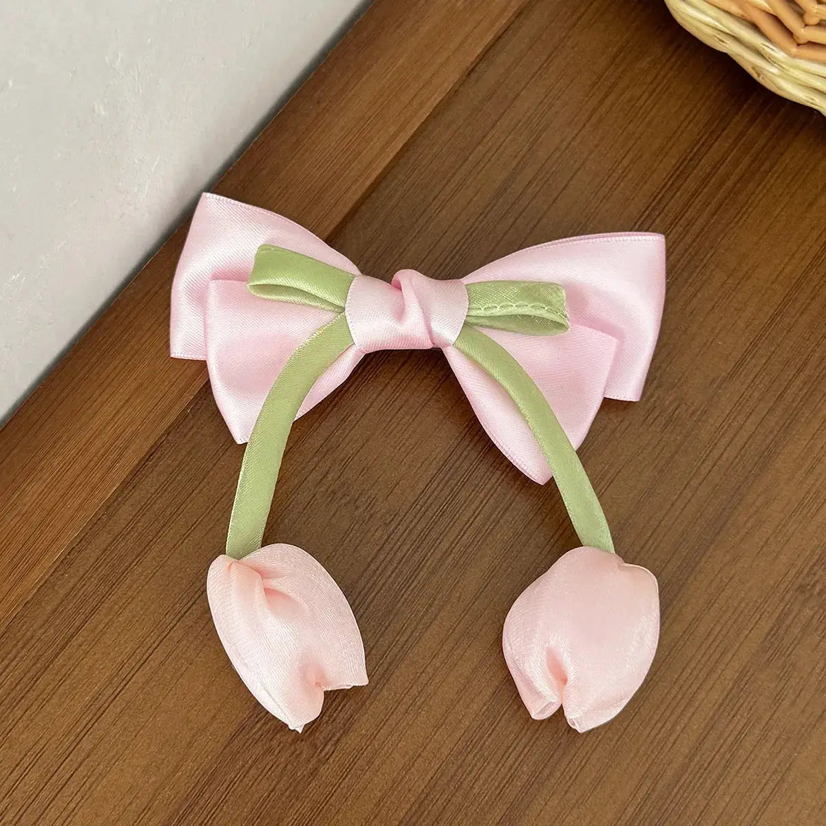 Aurora Bloom Chiffon Tulip Hair Clips for Girls Light Pink Elegant Floral Hair Accessories