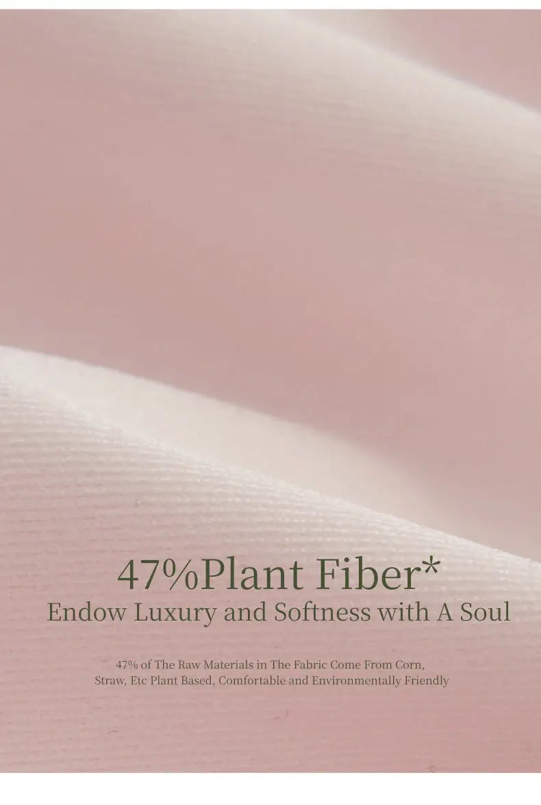 Pink plant-fiber underwear fabric close-up with 47% Plant Fiber text