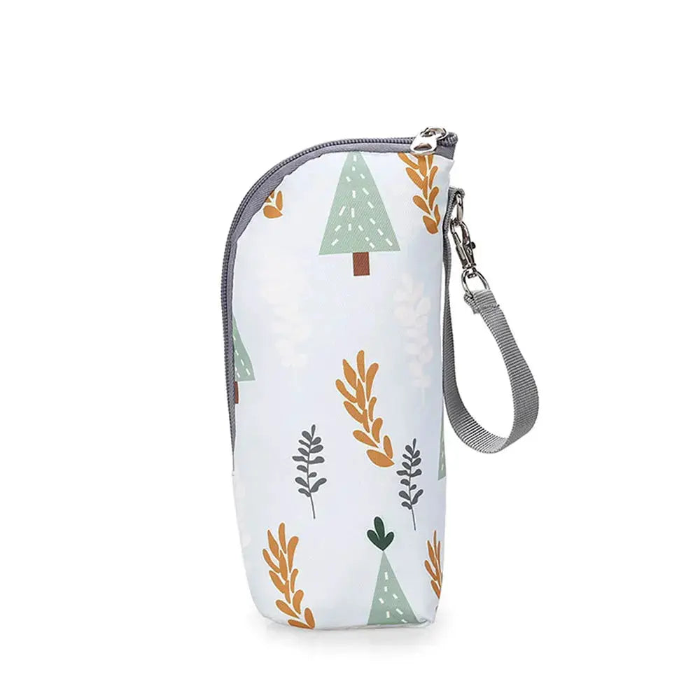 Cute Animal Print Insulated Bottle Bag and Portable Zippered Diaper Bag for Travel and Daily Use