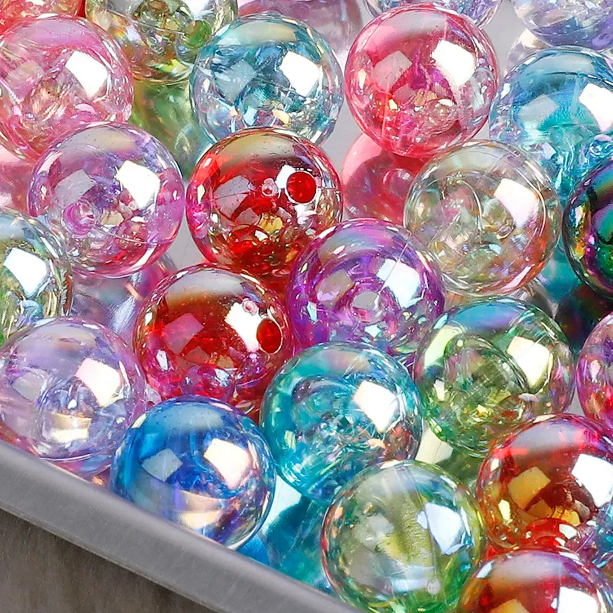 100 Pcs Mixed Color Crystal Round AB Spacer Beads Plastic Loose Beads For DIY Jewelry Making Earrings Accessories