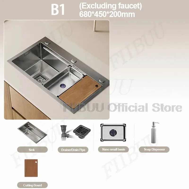 304 stainless steel kitchen sink by Simples Market with a large single bowl undercounter/topmount.