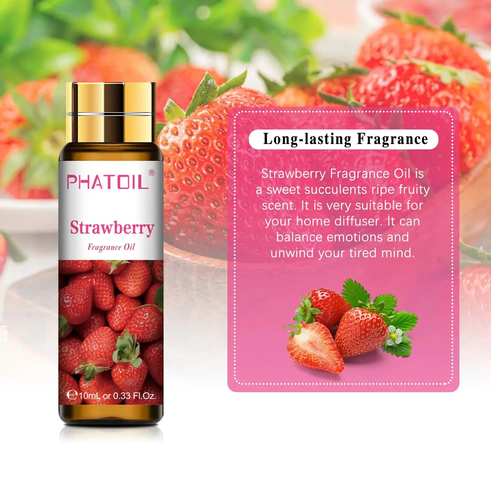 Phatoil Sweet Fruit Fragrance Oils Set 10ml For Aromatherapy And Diy Candles Cherry Apple Strawberry Mango Coconut