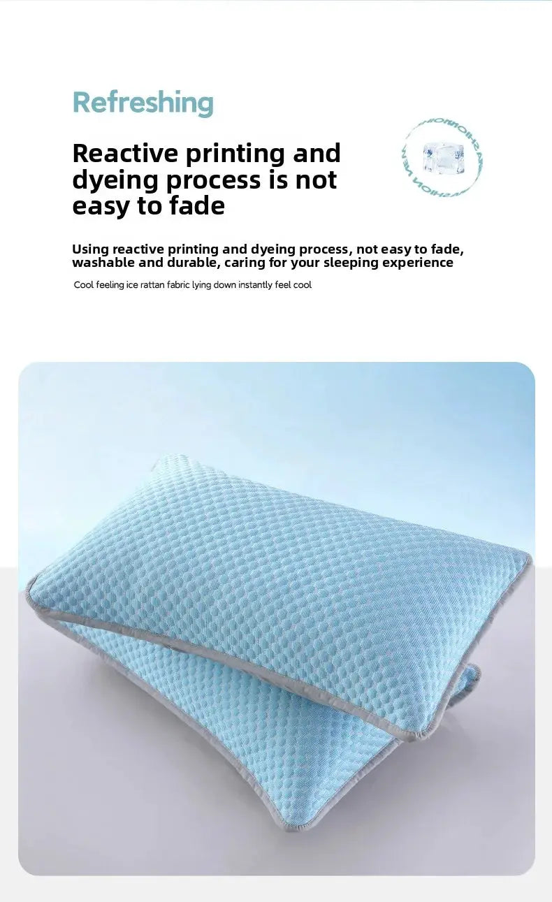 2 light blue cooling pillowcases with honeycomb texture, 48 x 74 cm
