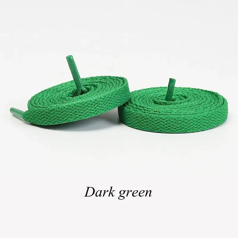 Flat shoelaces by Simples Market, dark green, 1 pair for casual unisex sneakers
