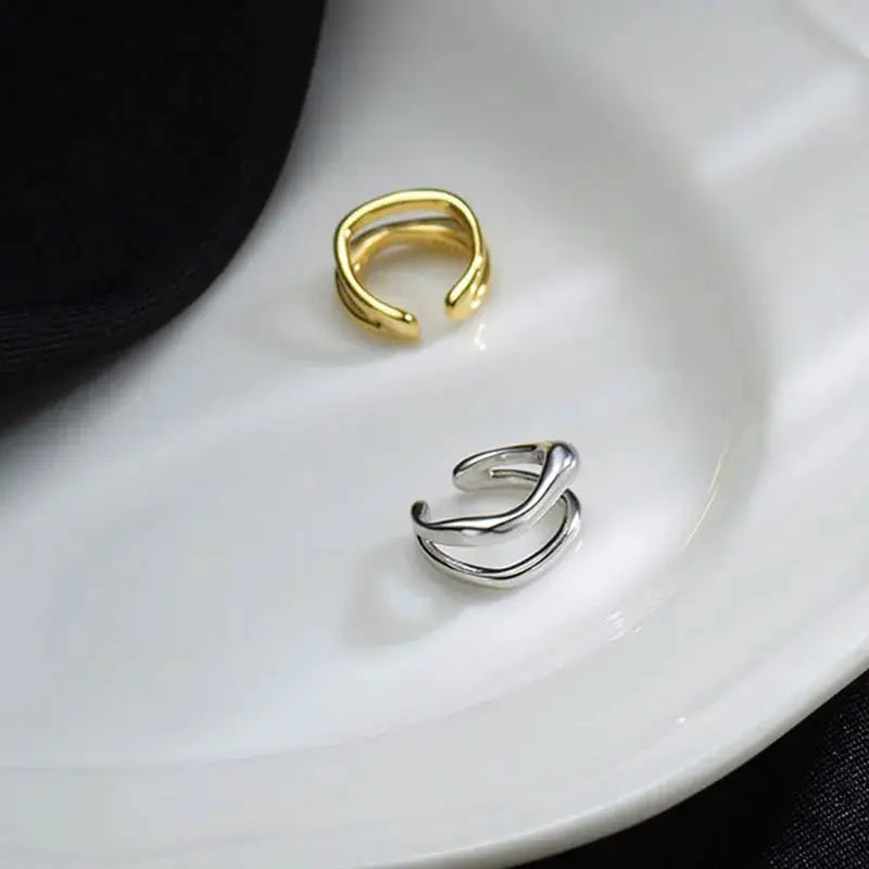 1Pc Ear Cuff Earring Non Piercing Double Layer Ear Clip For Women Fake Cartilage Simple Y2K Jewelry New