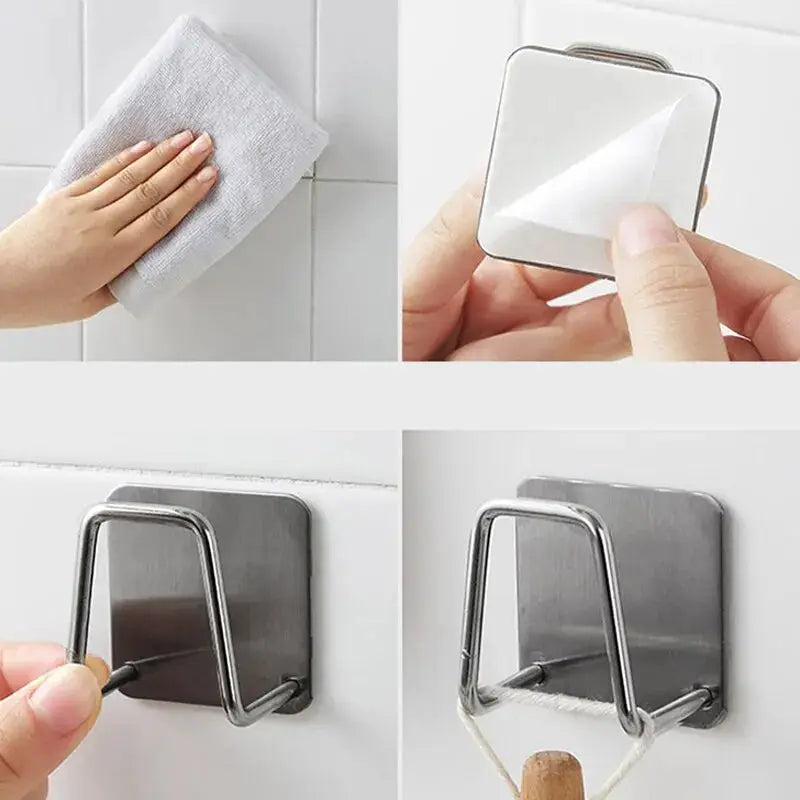 Stainless Steel Sink Sponge Holder Rack For Kitchen Countertop Dishcloth Rag Organizer One Piece