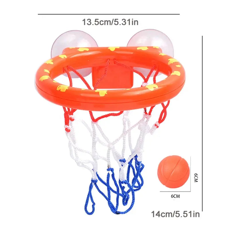 Baby Bath Time Toy Mini Shooting Basket Frame Set With 3 Balls For Kids Bathtub Water Game