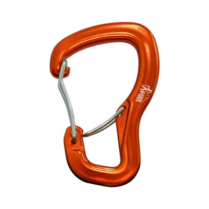 Outdoor hammock carabiner by Simples Market, orange aluminum dual locking buckle