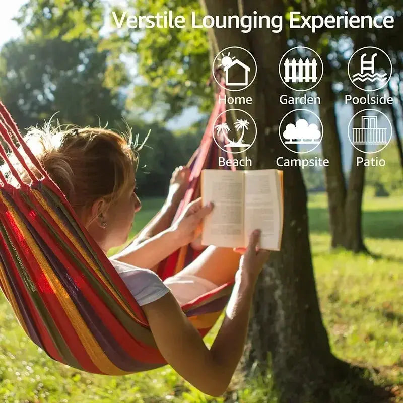 WestTune Outdoor Canvas Hammock Camping Swing With Tree Ropes Load Bearing Up To 200kg For Garden Patio Backyard