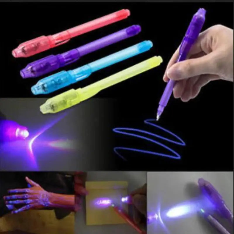 Luminous Light Pen Magic Purple 2 in 1 UV Black Light Drawing Pen with Invisible Ink for Kids Education Toy