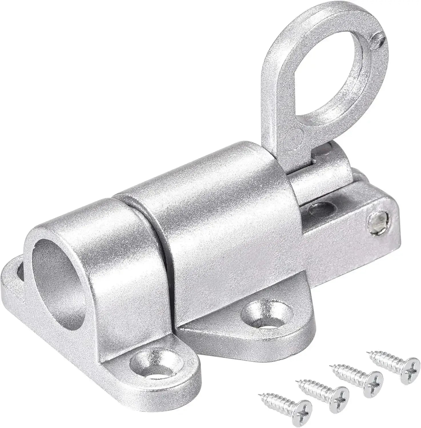 Automatic aluminum spring latch with pull ring by Simples Market, self-closing barrel bolt for gates and doors