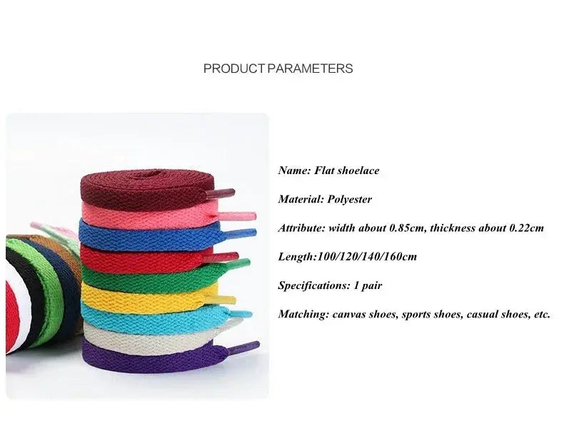 Flat shoelaces by Simples Market in assorted colors, polyester, 1 pair